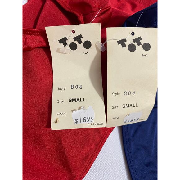 Vtg Juban Toto International Bikini Small Red and Blue Low Cut Made in USA - Picture 6 of 7